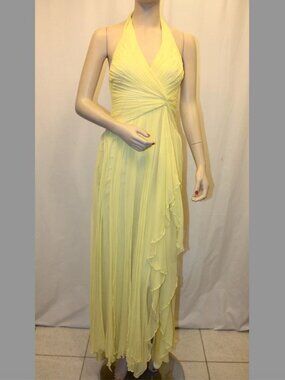 NEW BCBGMAXAZRIA PAlE LIME CHIFFON HALTER GOWN CKO6E094/L01 SIZE 8